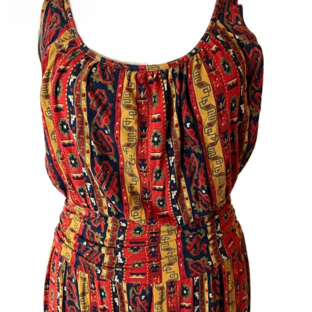 Lucky Brand Ruched Waist Summer Nights Jordana Boho / Aztec Dress Size Small - Picture 5 of 9